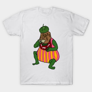 drawing pickle potato man tomato eating spaghetti T-Shirt